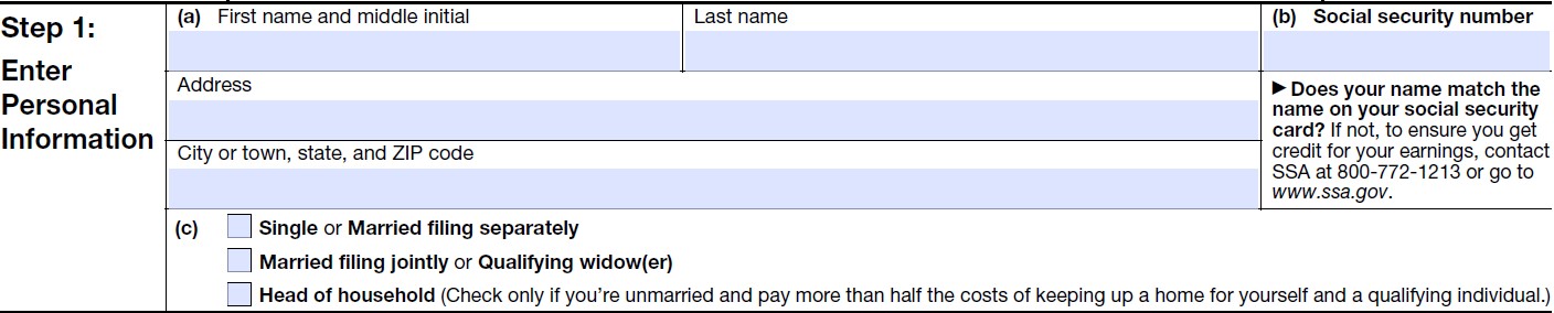 Step 1 - W4 Form 2022 How to Fill It Out