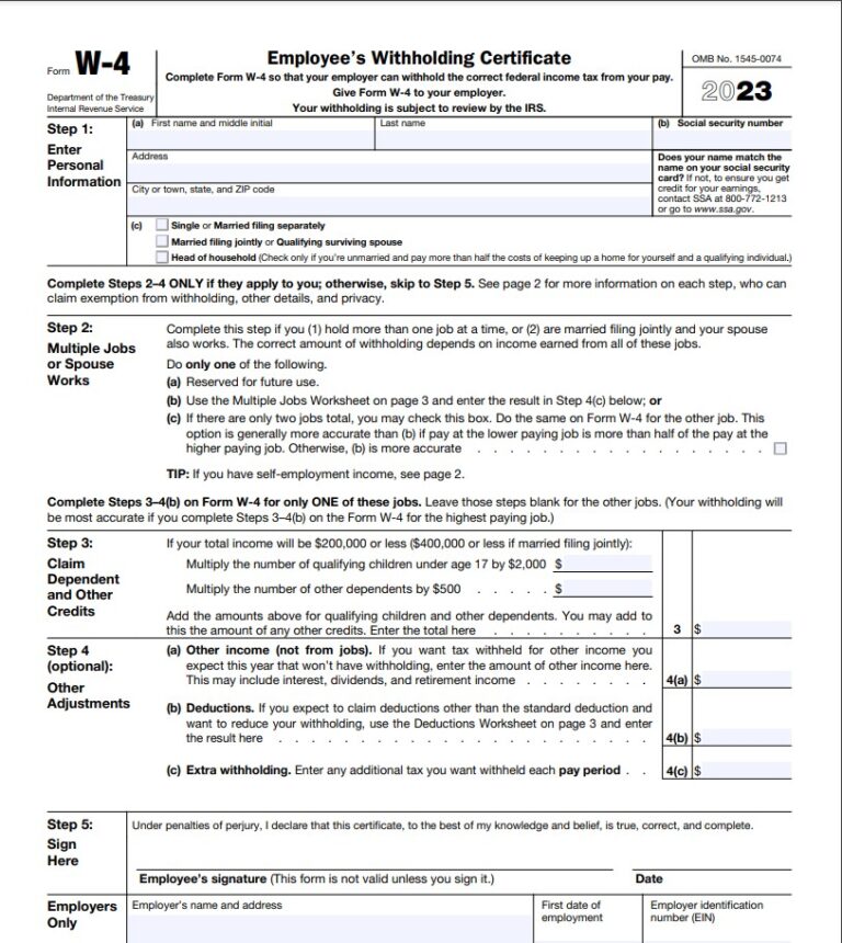 W4 Form 2023 Printable Employee #39 s Withholding Certificate 2023 W 4