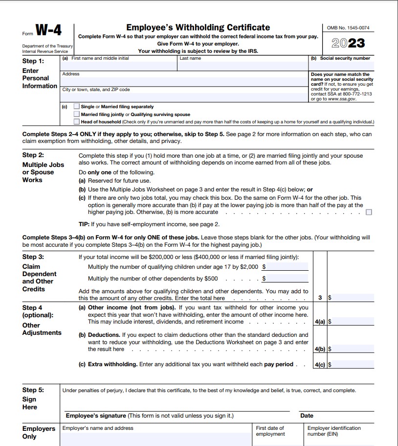 W-4 Form 2023