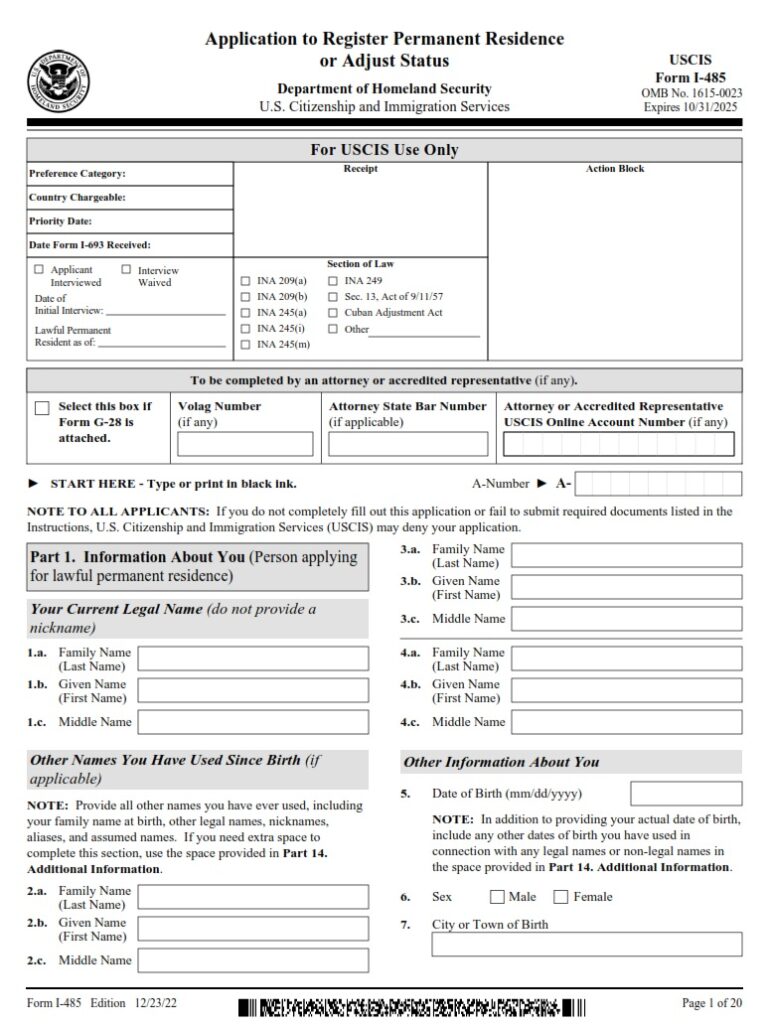 i-485-form-application-to-register-permanent-residence-or-adjust