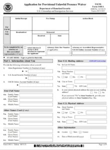 I-601A Form - Page 1