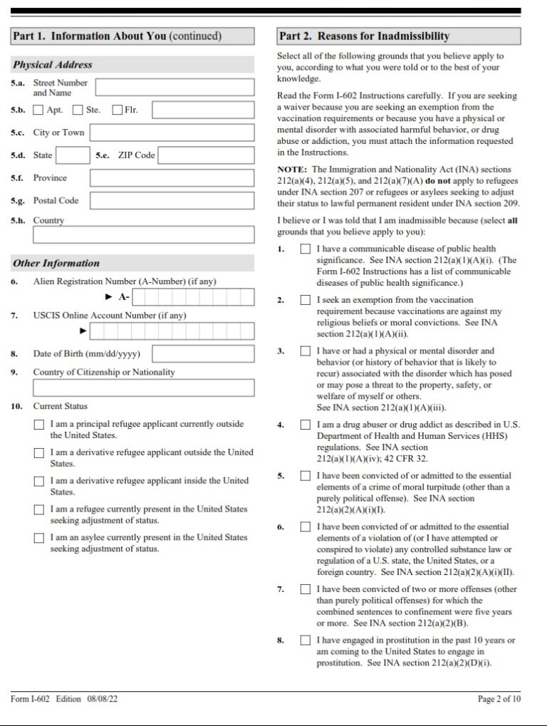 I-602 Form - Page 2 | Free Online Forms