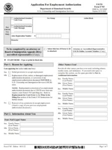 I-765 Form - Page 1