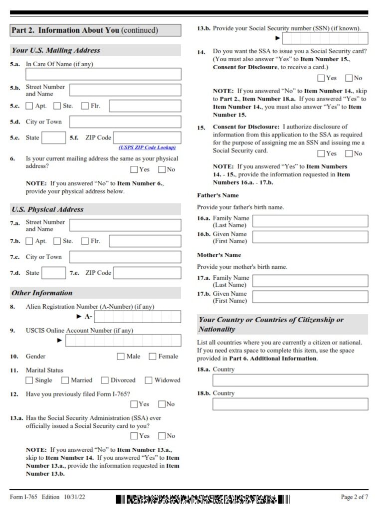 I-765 Form - Application For Employment Authorization | Free Online Forms