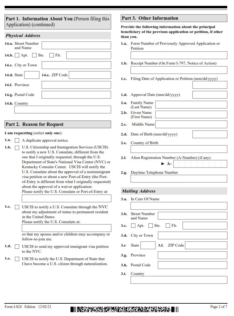 I-824 Form - Page 2