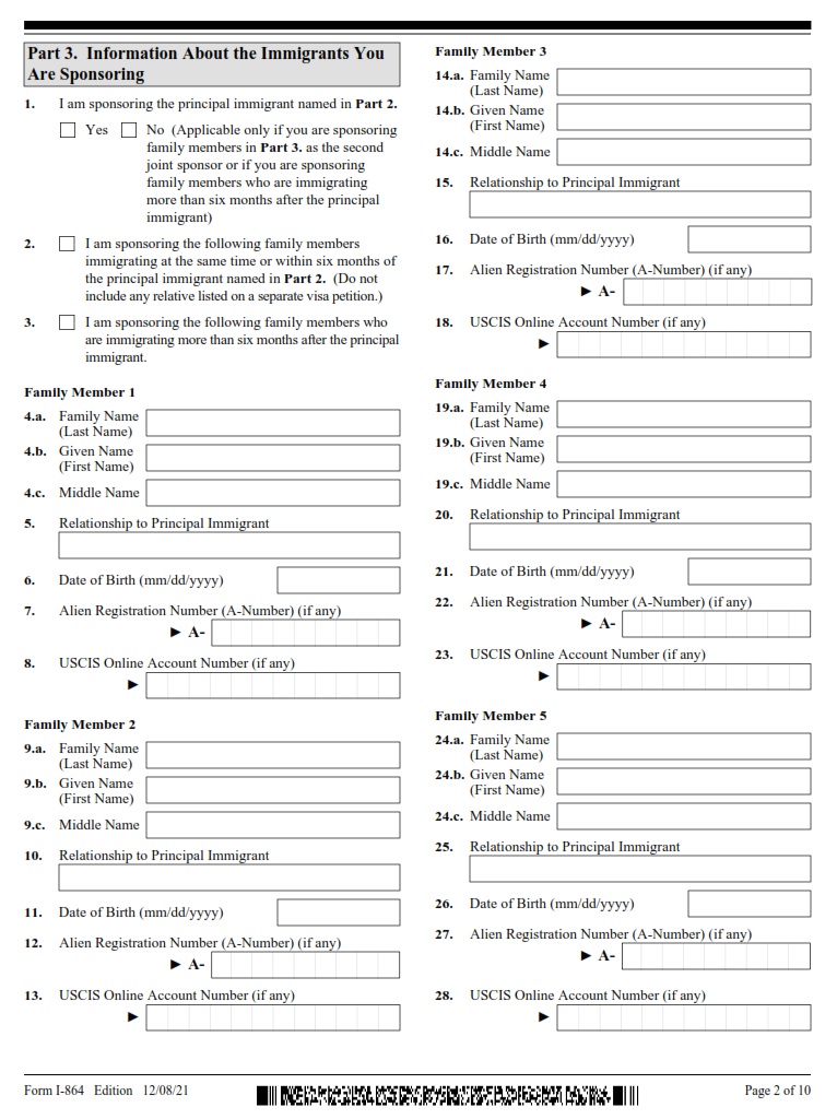I-864 Form - Page 2