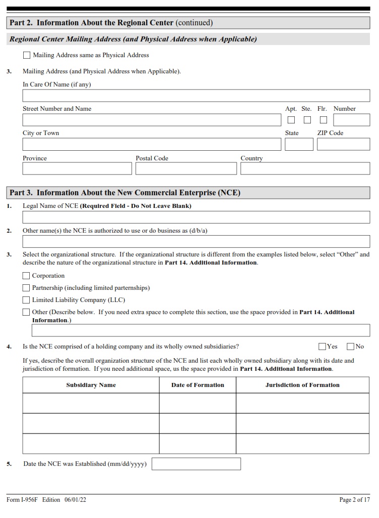 I-956F Form - Page 2