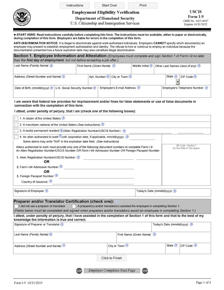 I9 Form 2023 Printable, Fillable Form PDF Free Online Forms