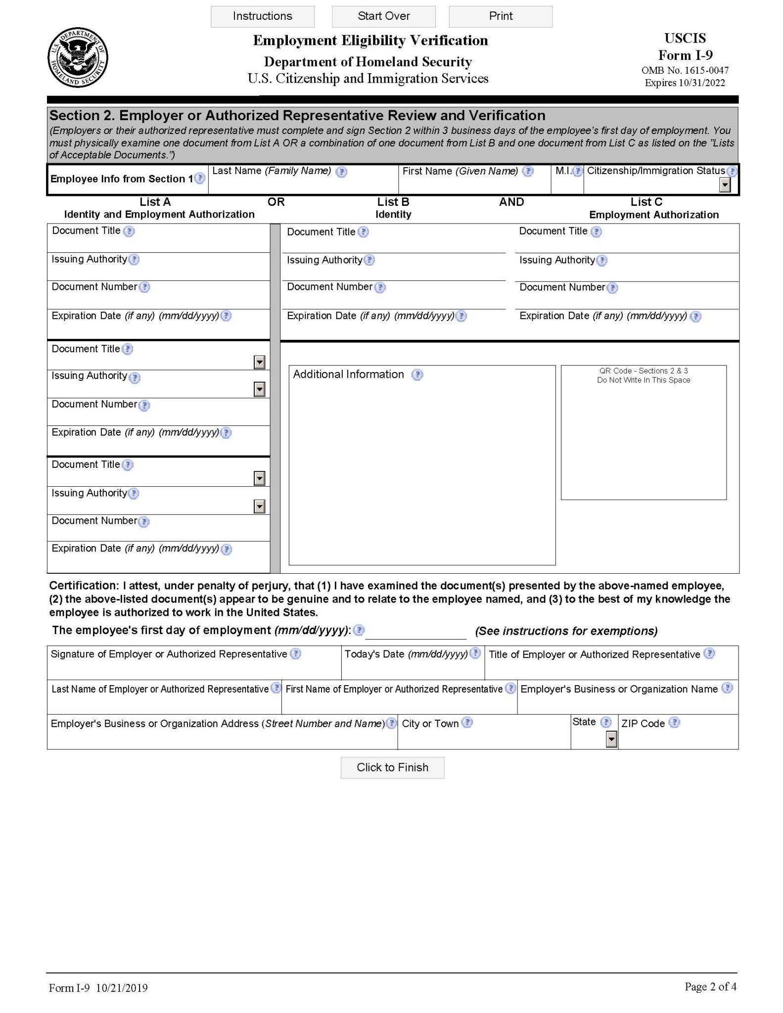 I9 Form 2023 Printable, Fillable Form PDF Free Online Forms