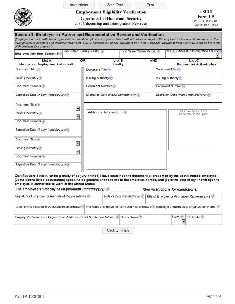 I9 Form 2023 Printable, Fillable Form PDF Free Online Forms