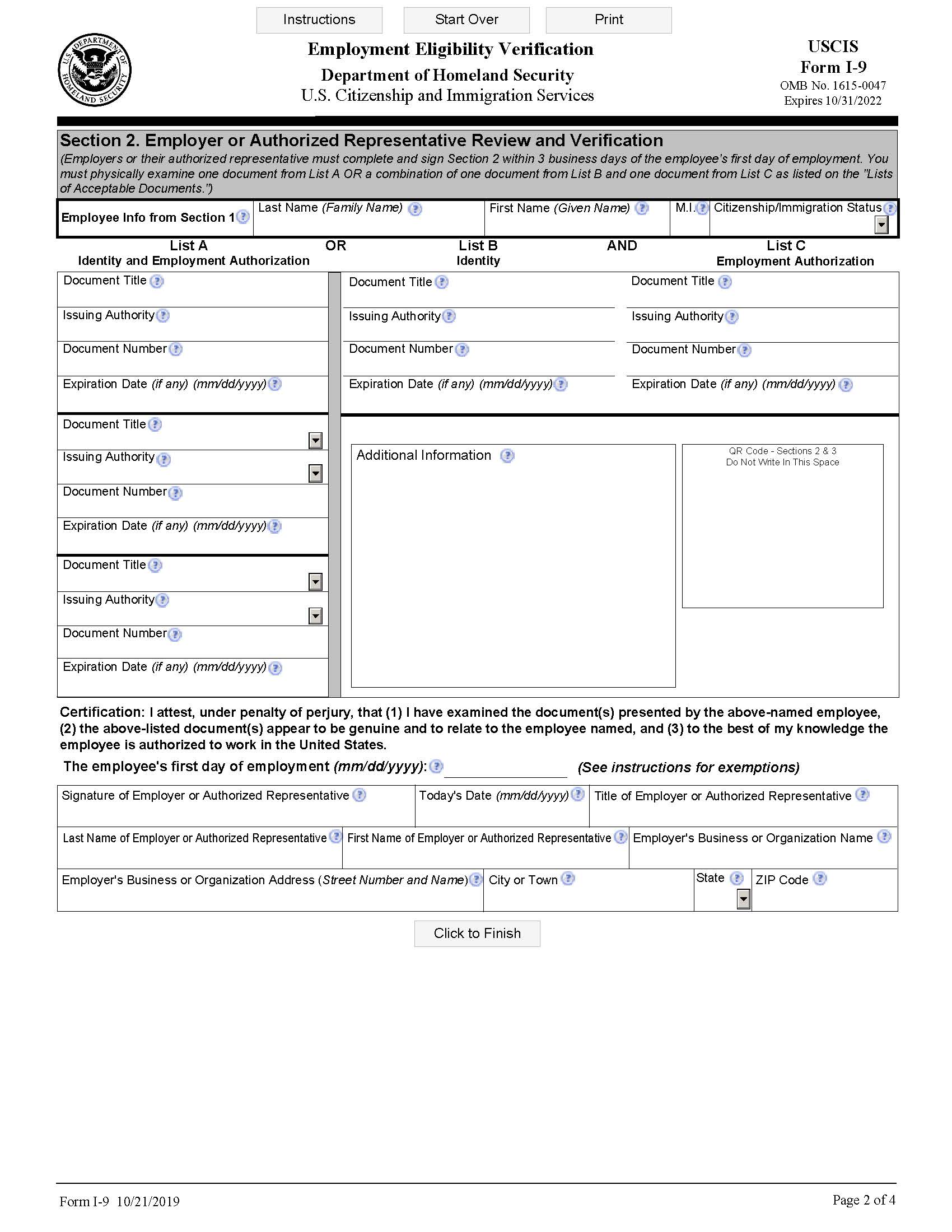 I9 Form 2023 Printable, Fillable Form PDF_Page_2