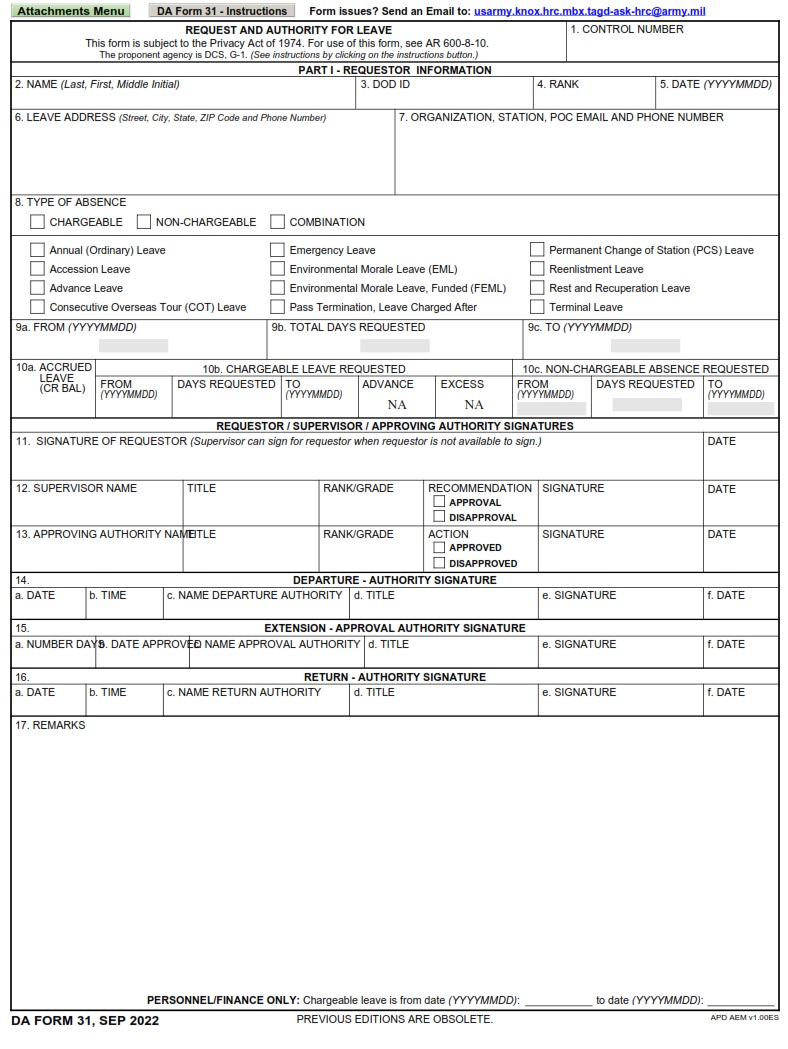 DA Form 31