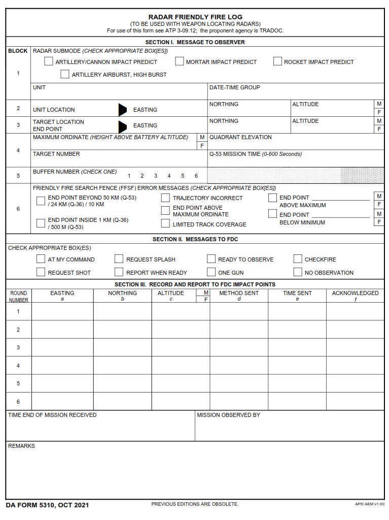 DA Form 5310