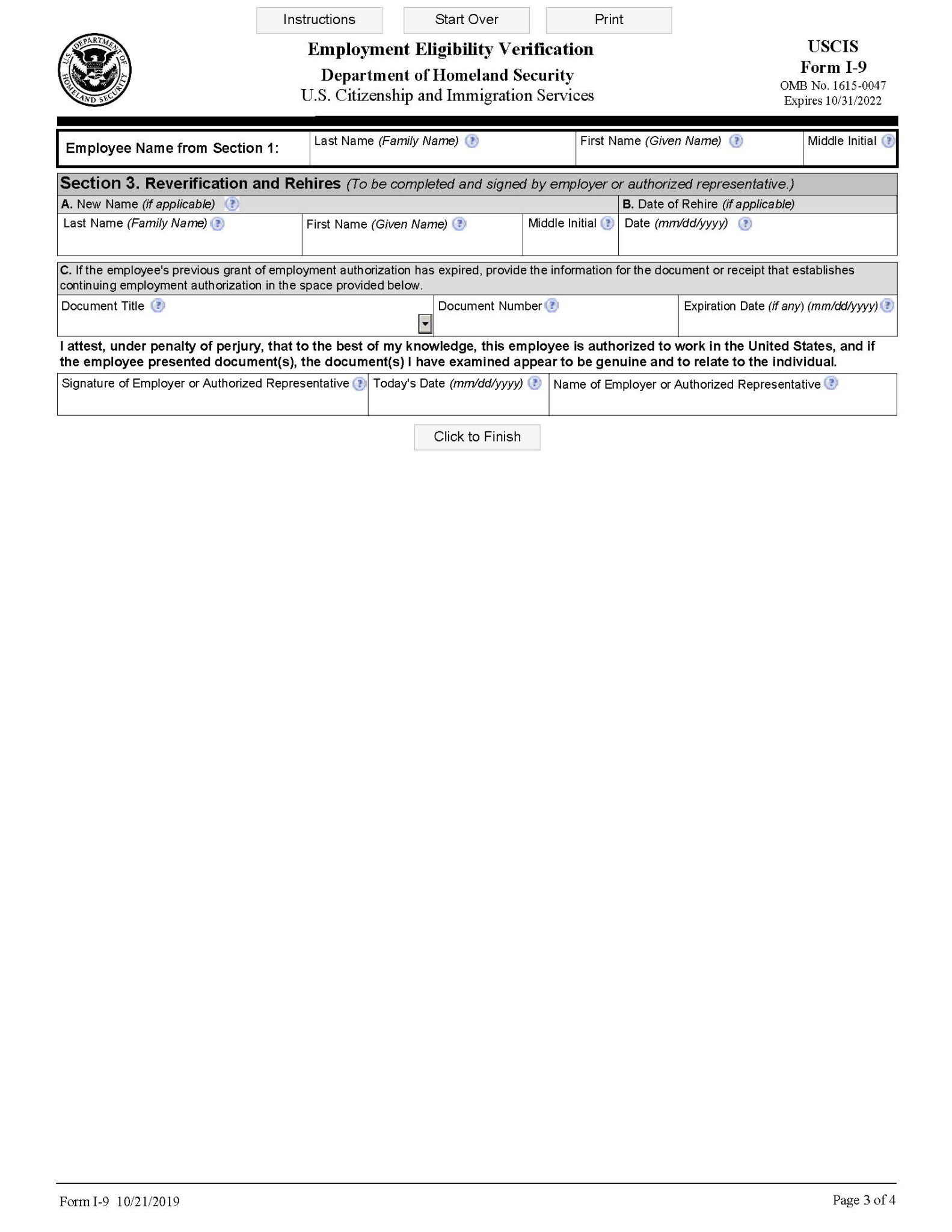 I9 Form 2022 Printable & Fillable PDF Free Online Forms