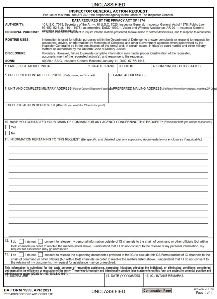 DA Form 1559 | Free Online Forms