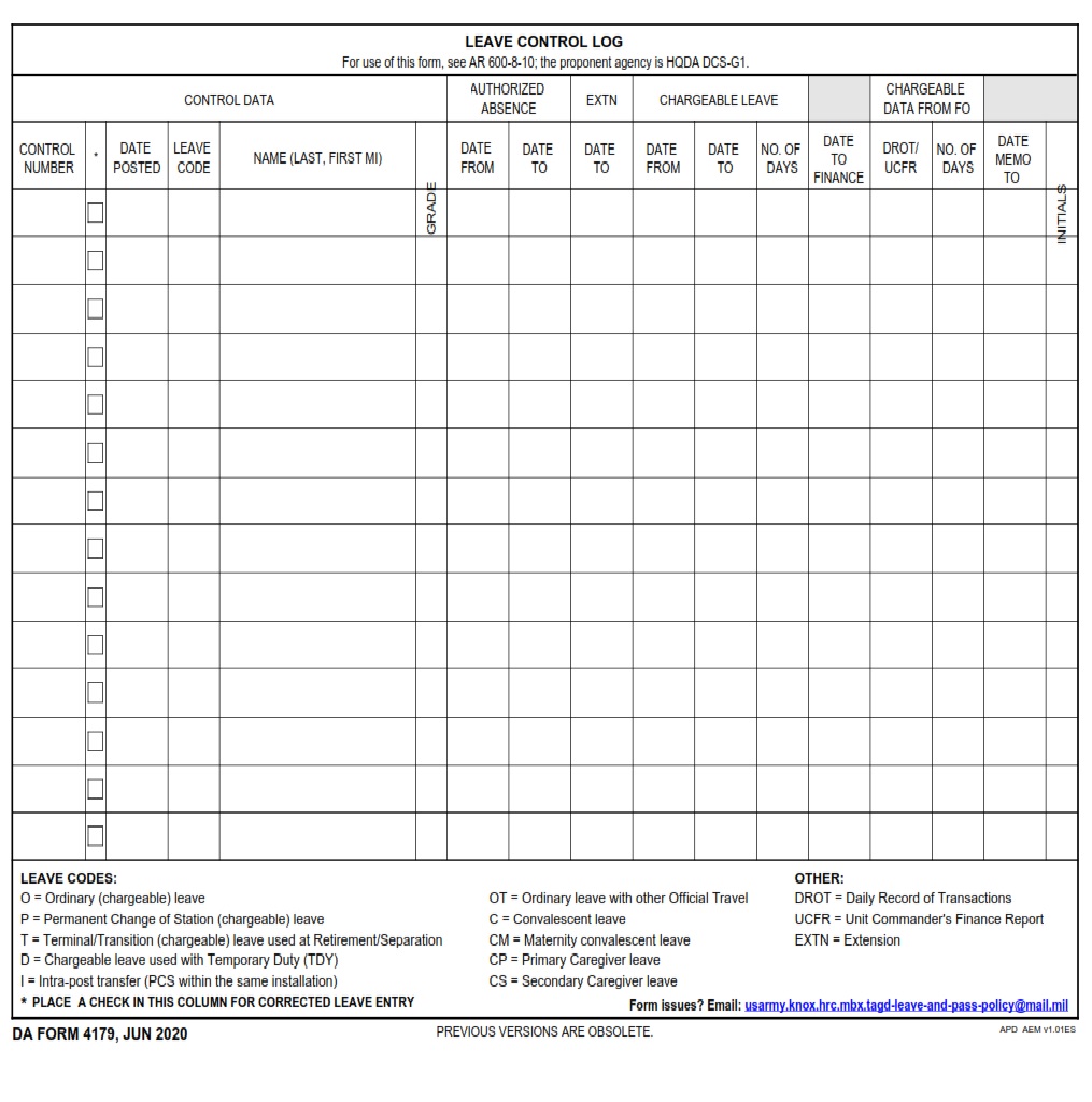 DA Form 4179