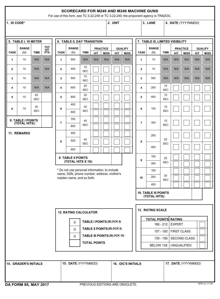 DA Form 85