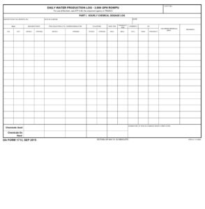 DA Form 1713 - Daily Water Production Log - 3,000 GPH ROWPU | Free ...