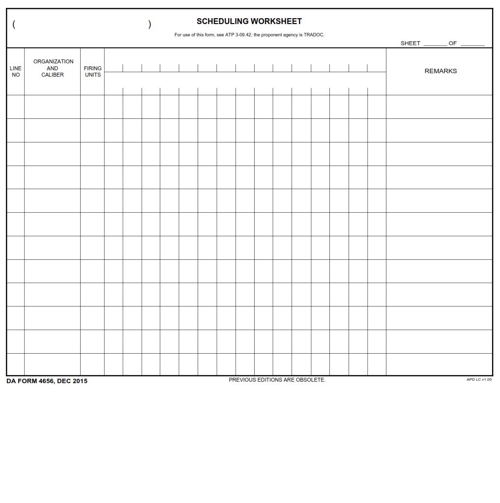 DA Form 4656 - Scheduling Worksheet | Free Online Forms