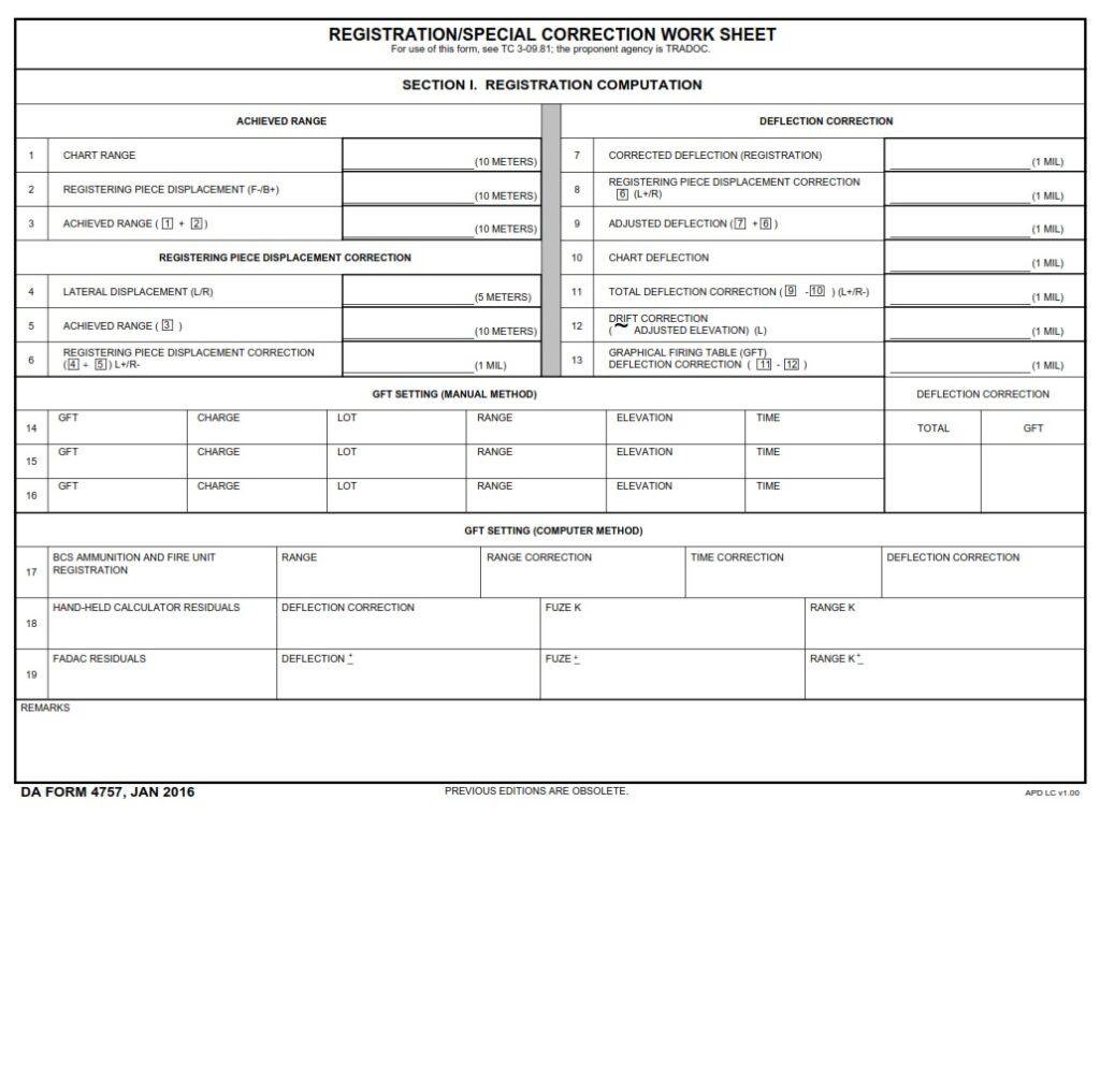 DA Form 4757 - Registration/Special Correction Work Sheet | Free Online ...