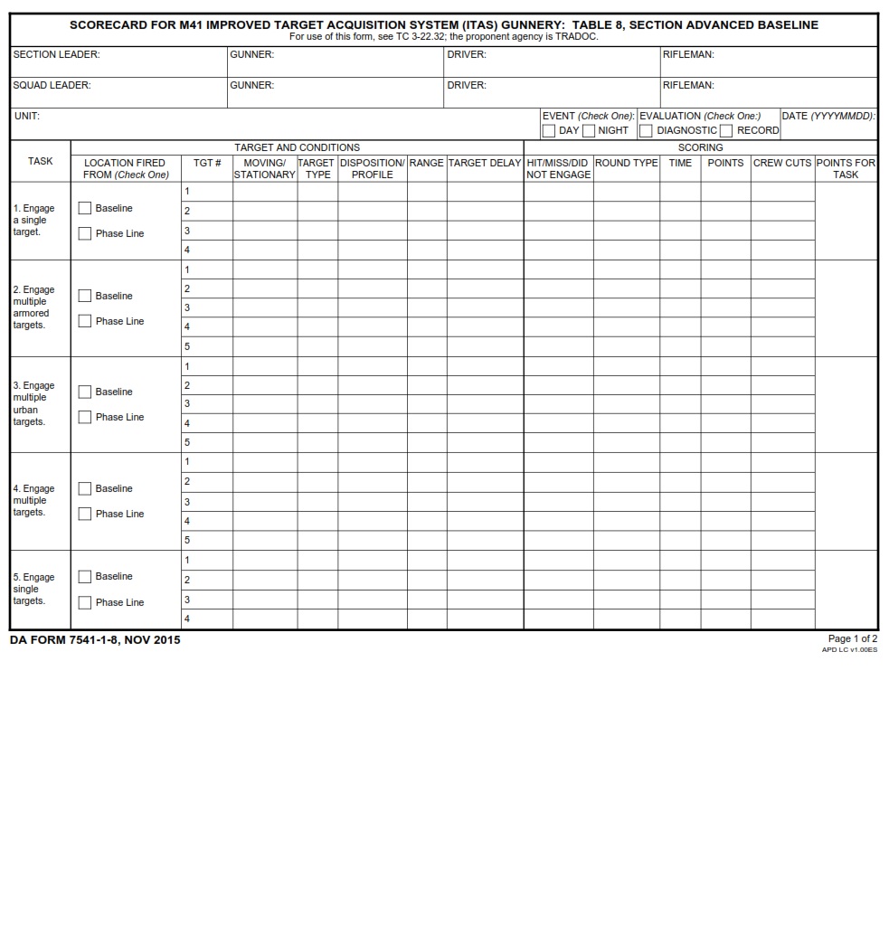 DA Form 7541-1-8 - Page 1