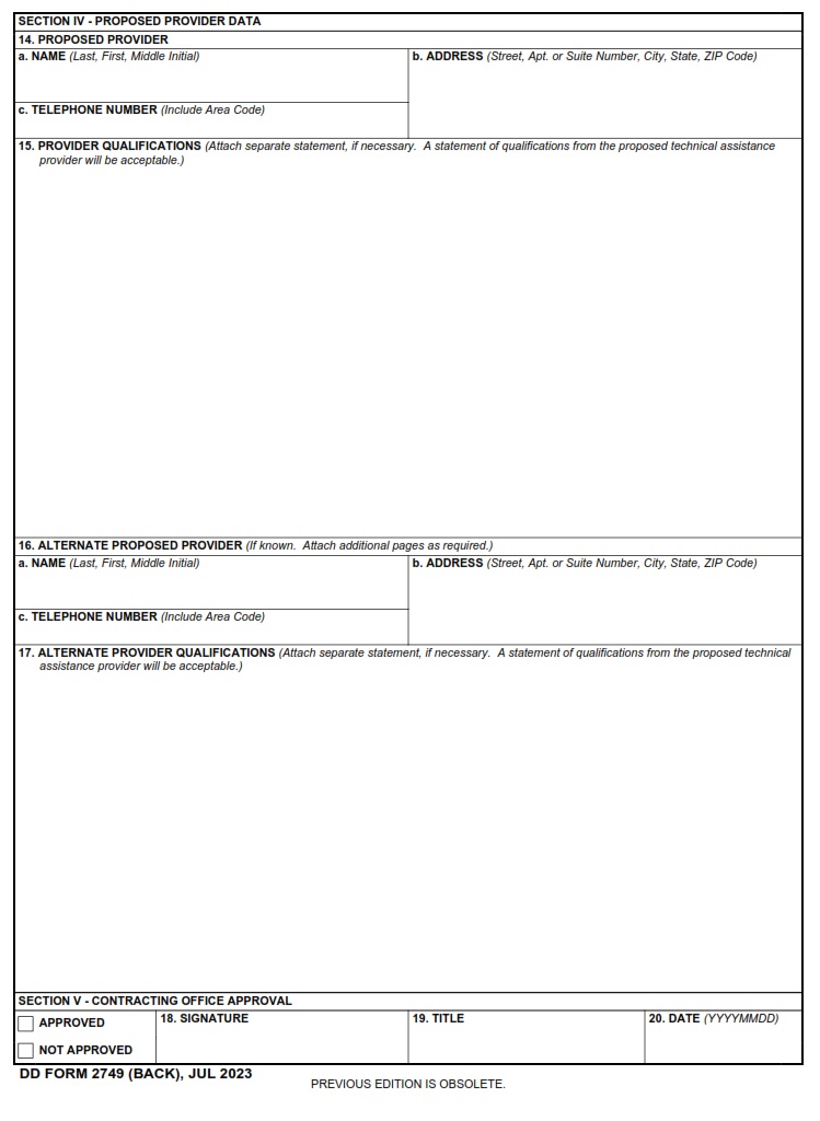 DD Form 2749 - Page 2