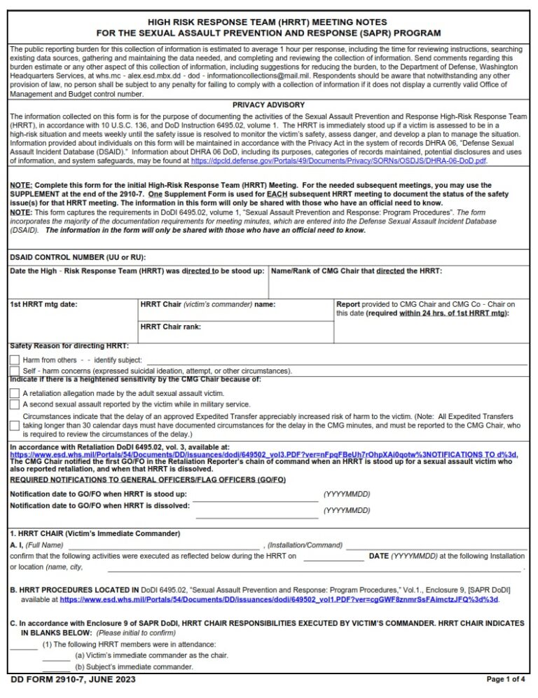 DD Form 2910 7 High Risk Response Team HRRT Meeting Notes For The dd-form-2910-7-high-risk-response-team-hrrt-meeting-notes-for-the