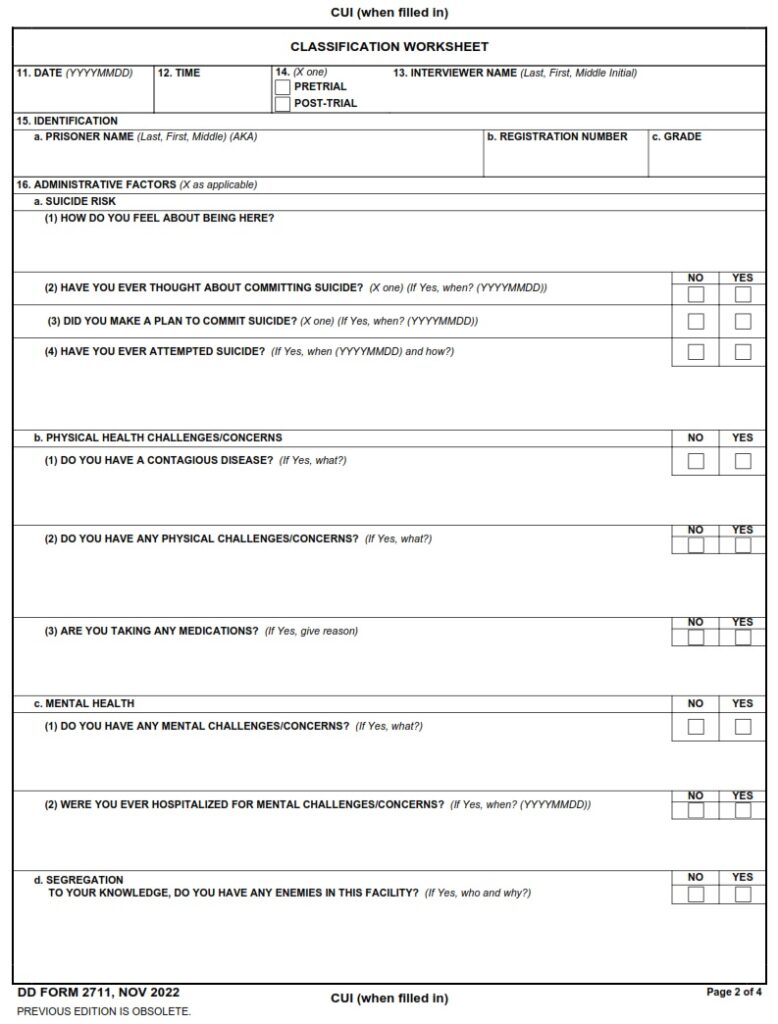 DD Form 2711 Initial Custody Classification Free Online Forms DD Form 2711 Initial Custody Classification Free Online Forms
