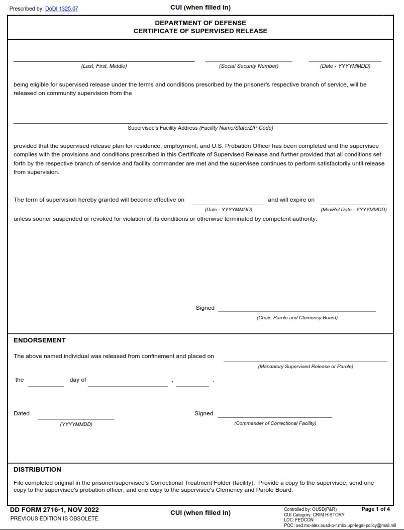 DD Form 2716-1 - Page 1