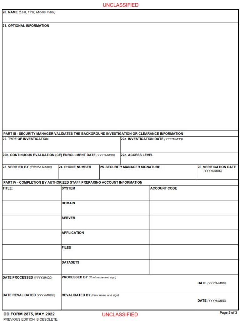 DD Form 2875 - System Authorization Access Request (SAAR) | Free Online ...