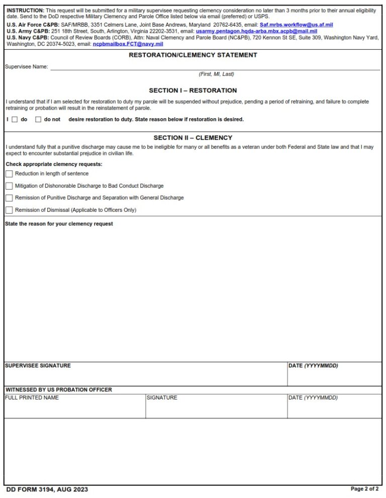 DD Form 3194 - Annual Adjustment Report | Free Online Forms