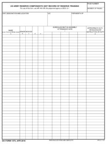DA Form 1379 - US Army Reserve Components Unit Record Of Reserve ...