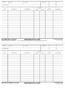 Da Form 3020 - Magazine Data Card 