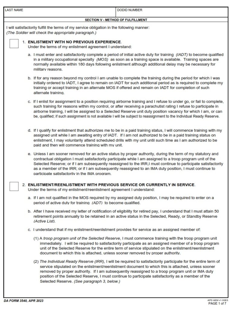 DA Form 3540 - Certificate And Acknowledgement Of U.S. Army Reserve ...