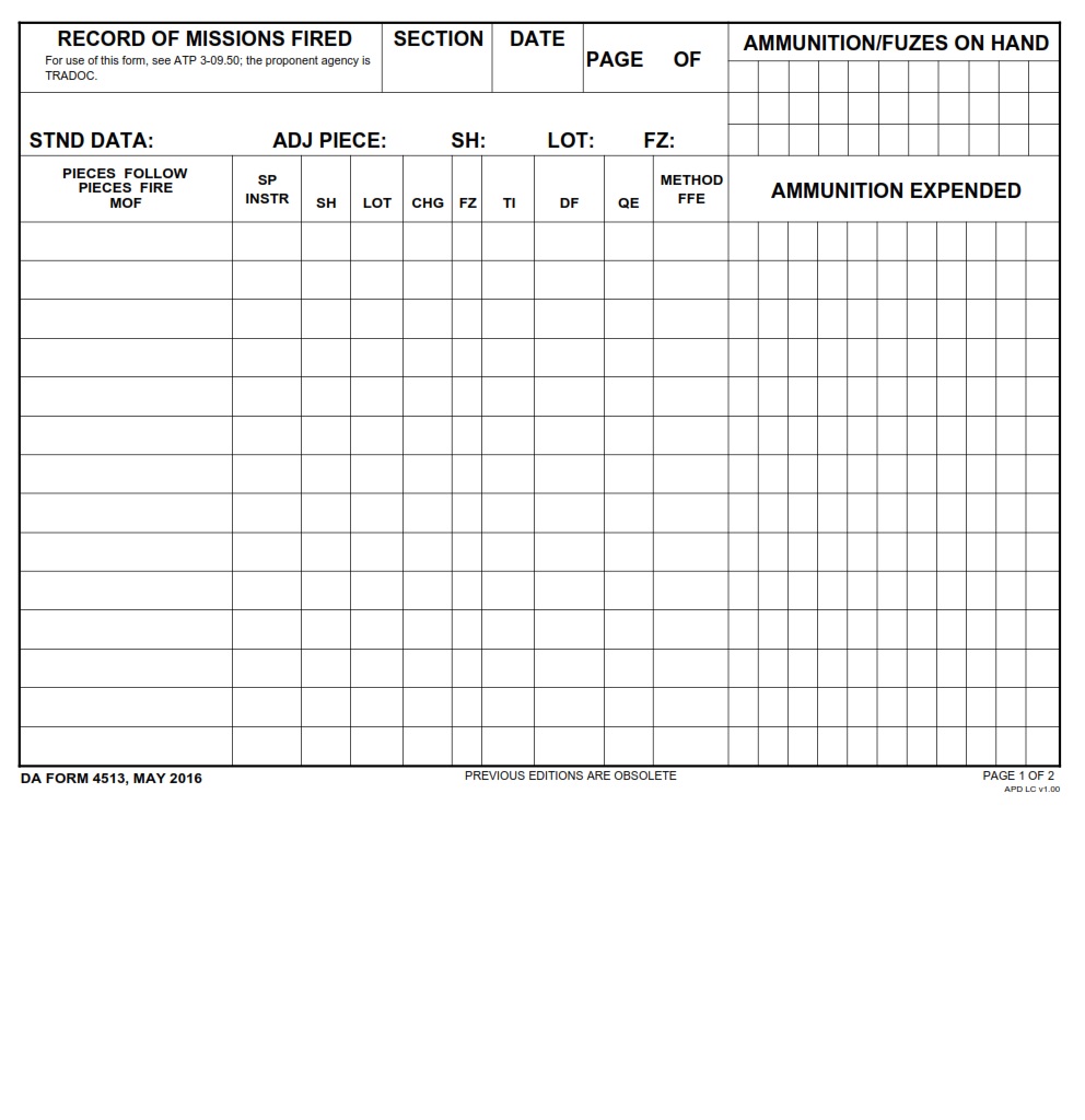 DA Form 4513 - Page 1