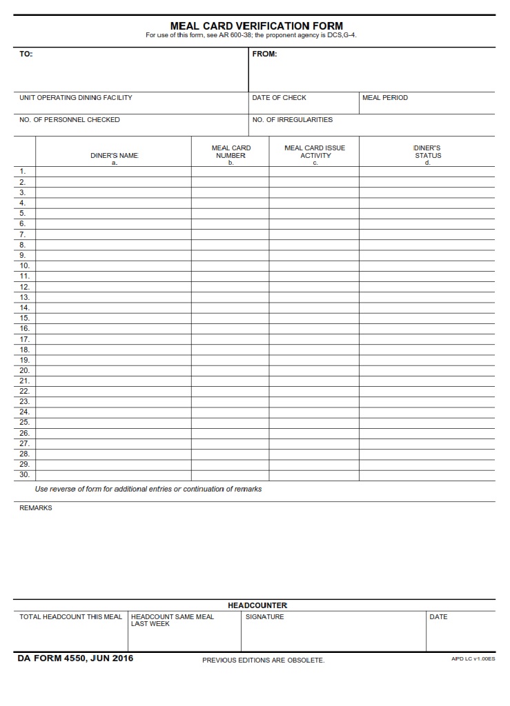 DA Form 4550