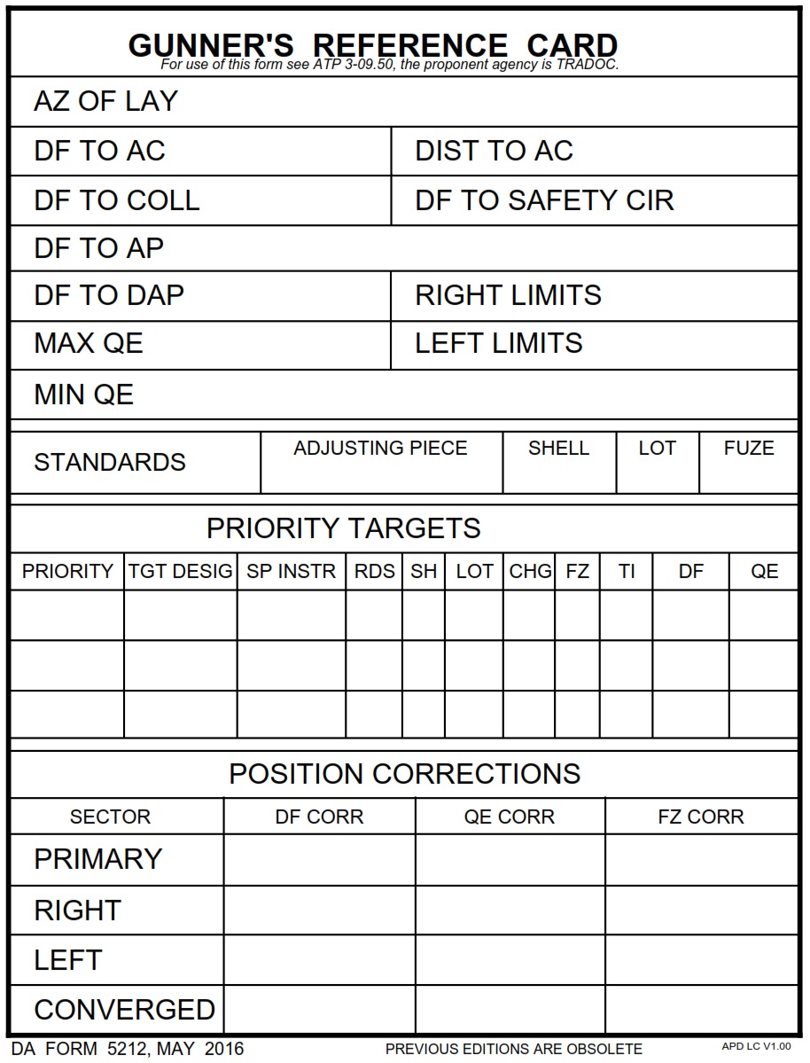 DA Form 5212