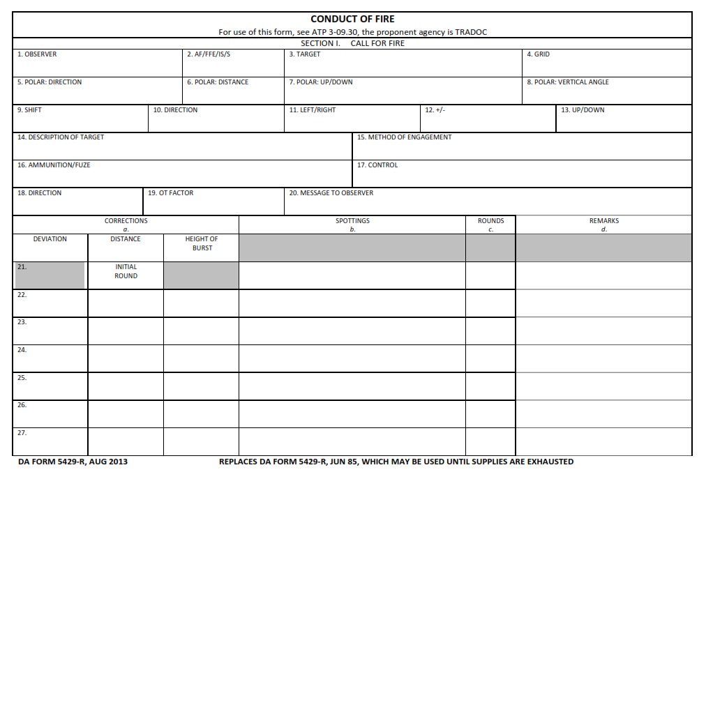 DA Form 5429 - Page 1