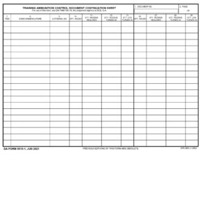 DA Form 5515-1 - Training Ammunition Control Document Continuation ...