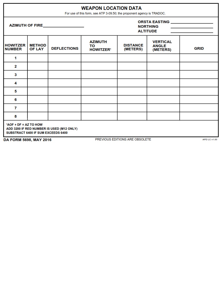 DA Form 5698