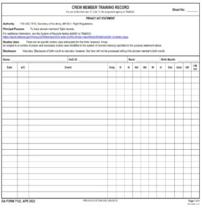 DA Form 7122 - Crew Member Training Record | Free Online Forms