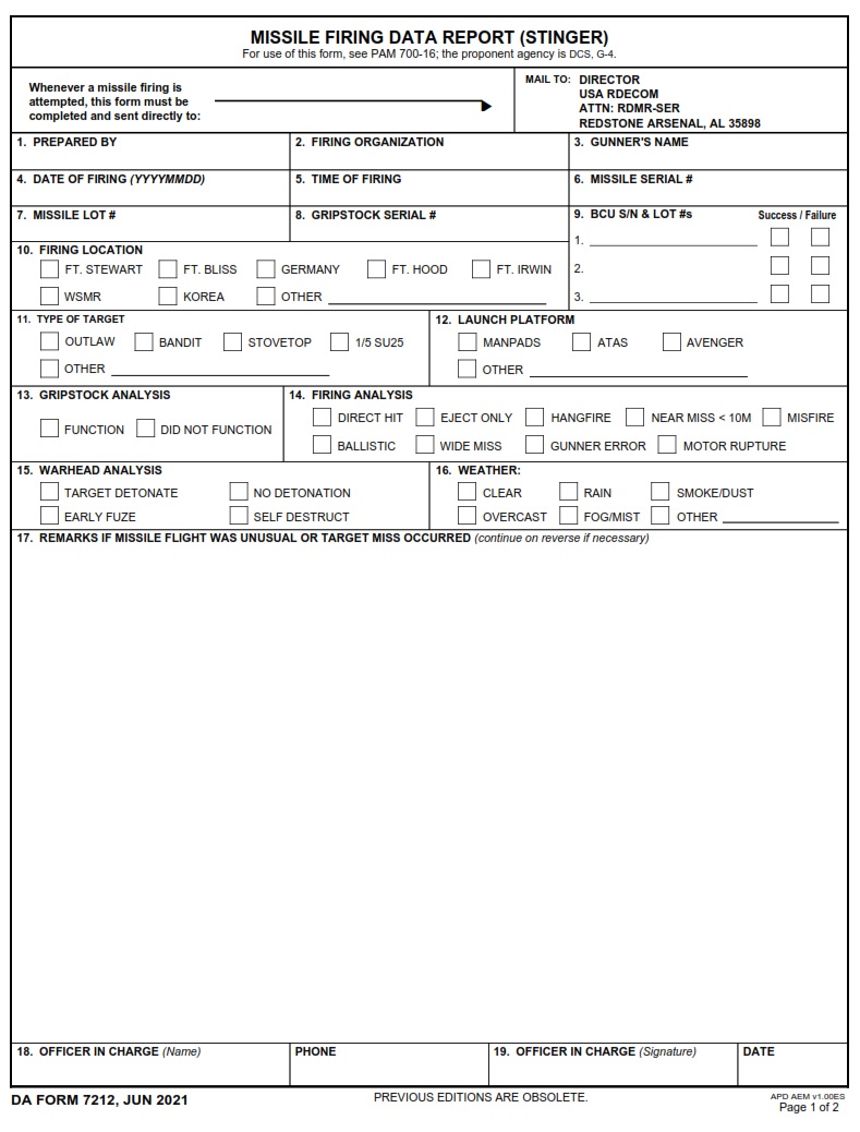 DA Form 7212 - Page 1