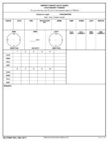 DA Form 7651 - Sniper Target Data Sheet Stationary Target | Free Online ...