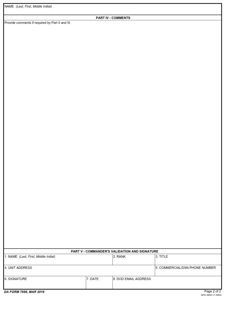 DA Form 7692 - Page 2