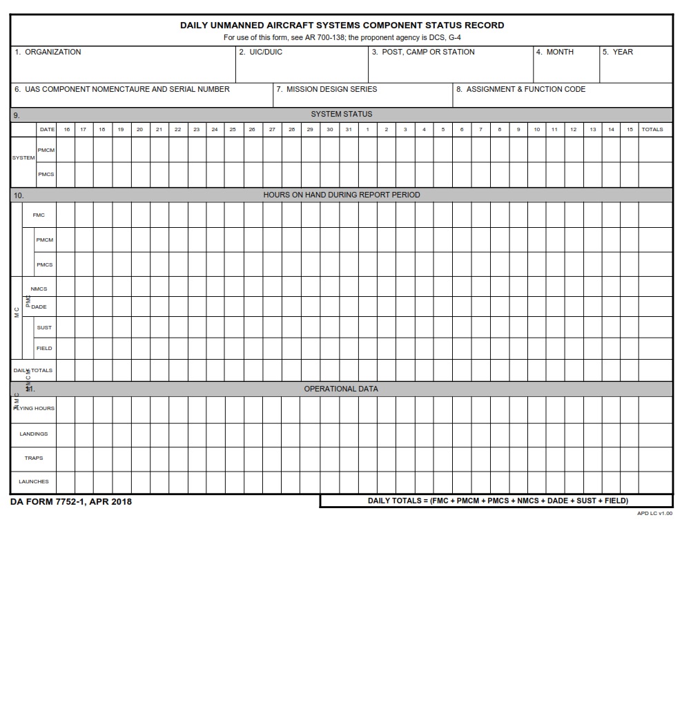 DA Form 7752-1
