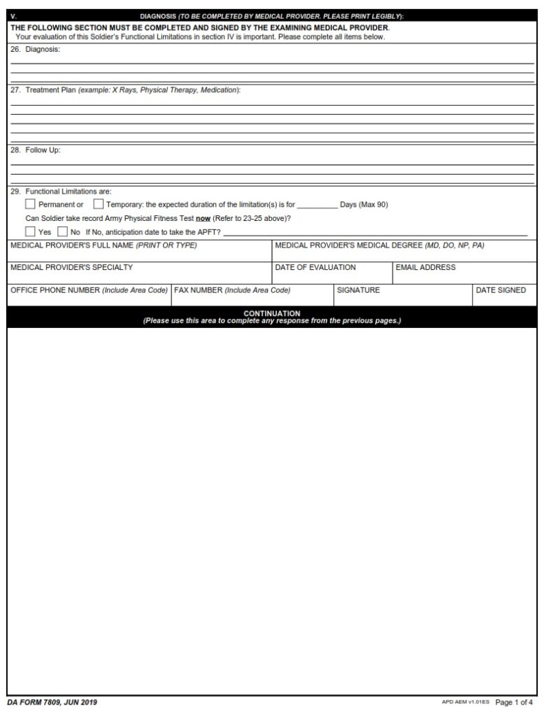 Da form 7809 summary of care by non military medical provider free