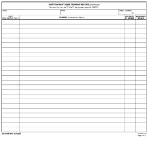 DA Form 7817 - Aviation Maintainer Training Record | Free Online Forms