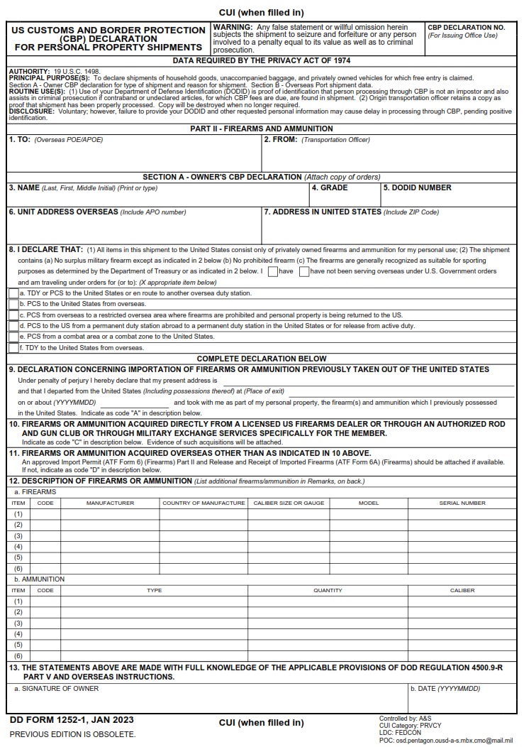 DD Form 1252-1 - Page 1