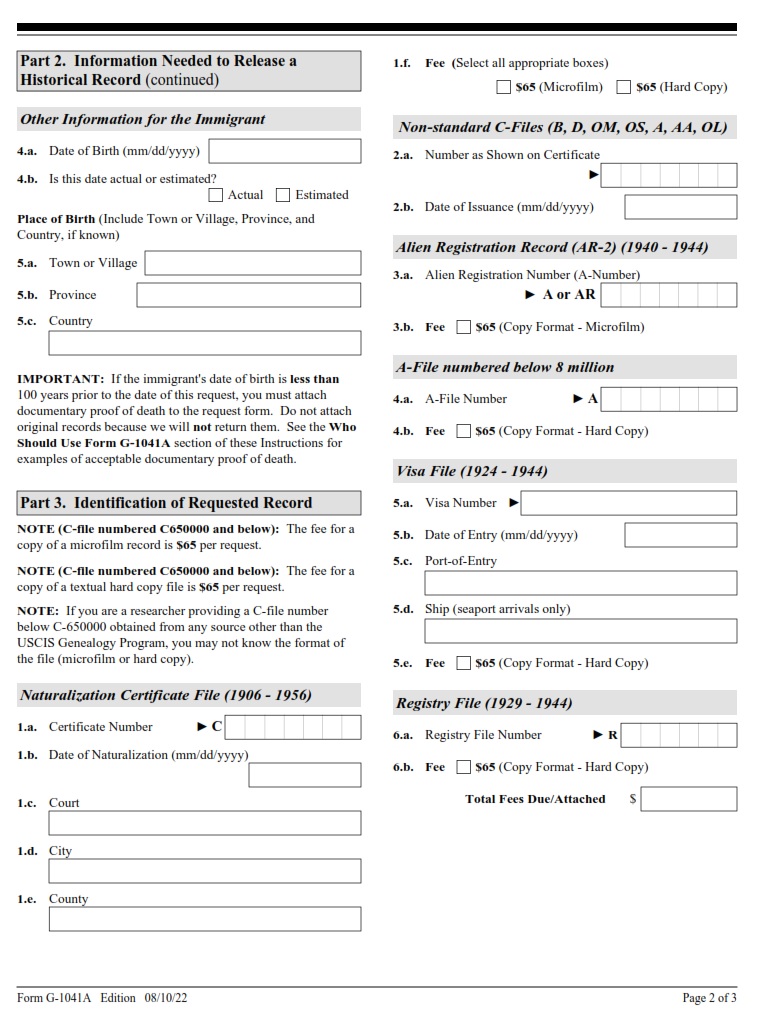 G-1041A Form - Page 2