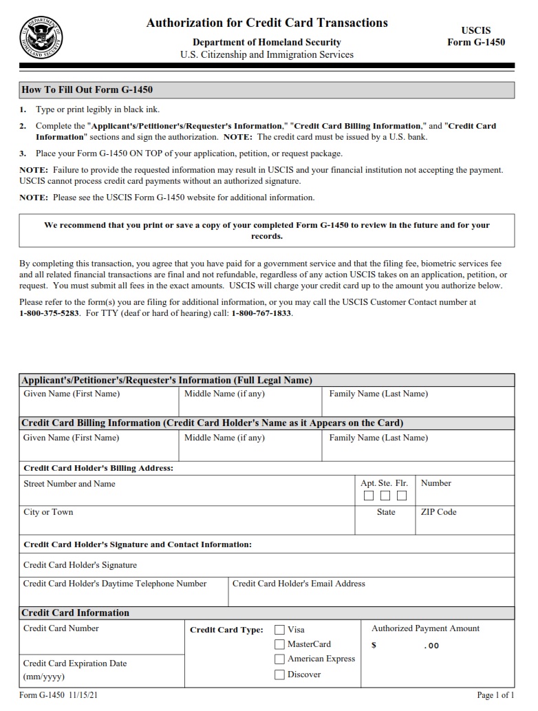 G-1450 Form